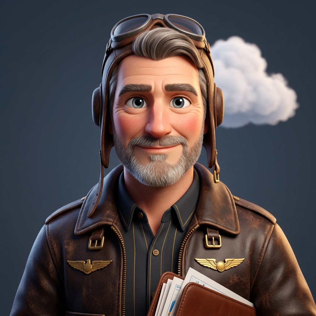 Charles — Pixar-style AI pilot portrait