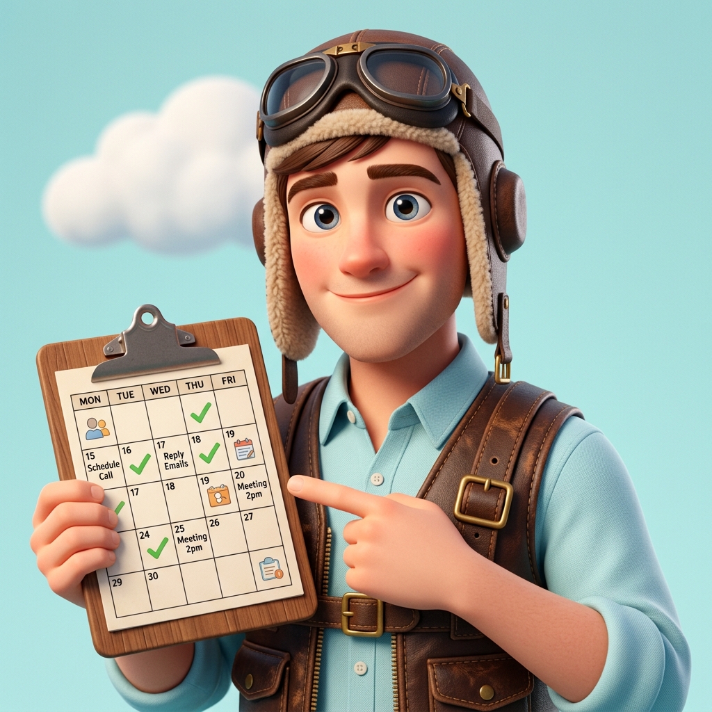 Henry — Pixar-style AI virtual assistant pilot portrait