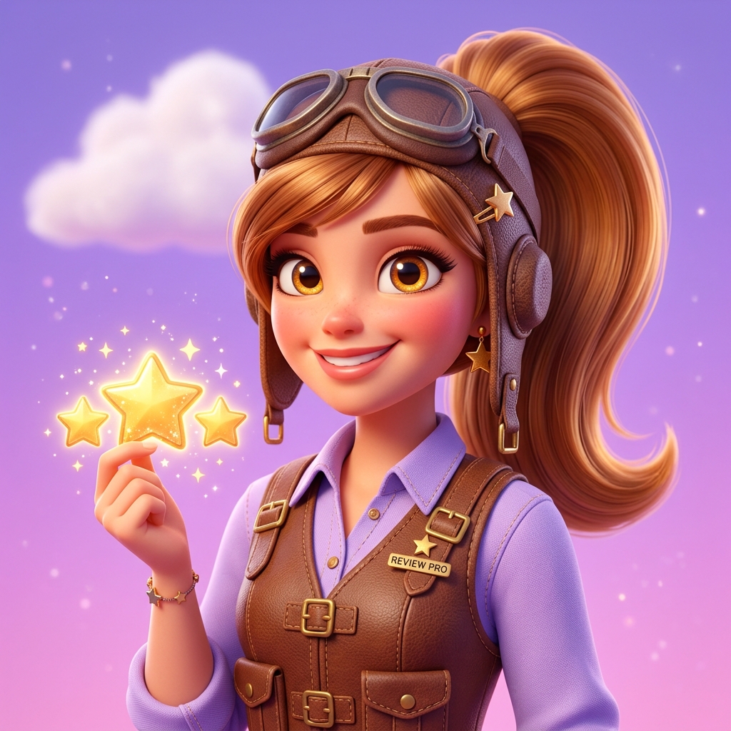 Stella — Pixar-style AI reputation manager pilot portrait